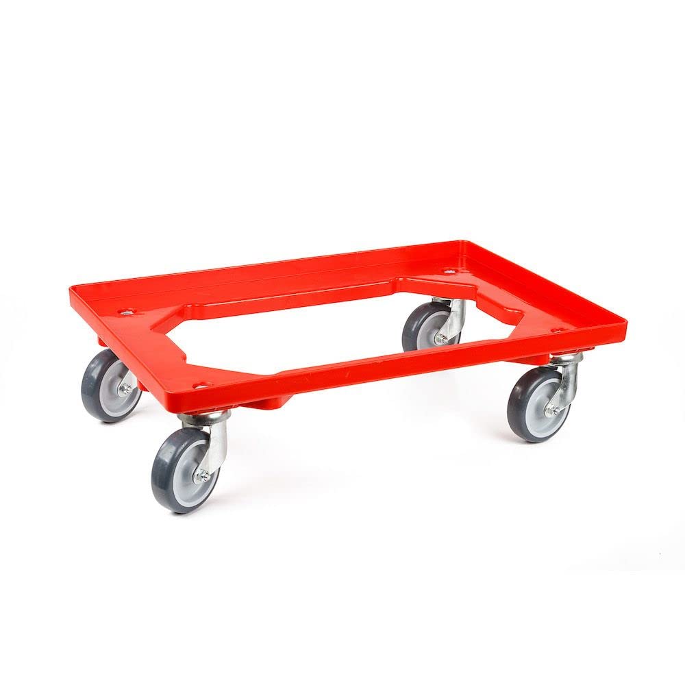 Mega Deal | 2x Proregal Transportroller mit Gummiräder rot | HxBxT 15x60,7x40,7cm | Offen | 2 Lenkro