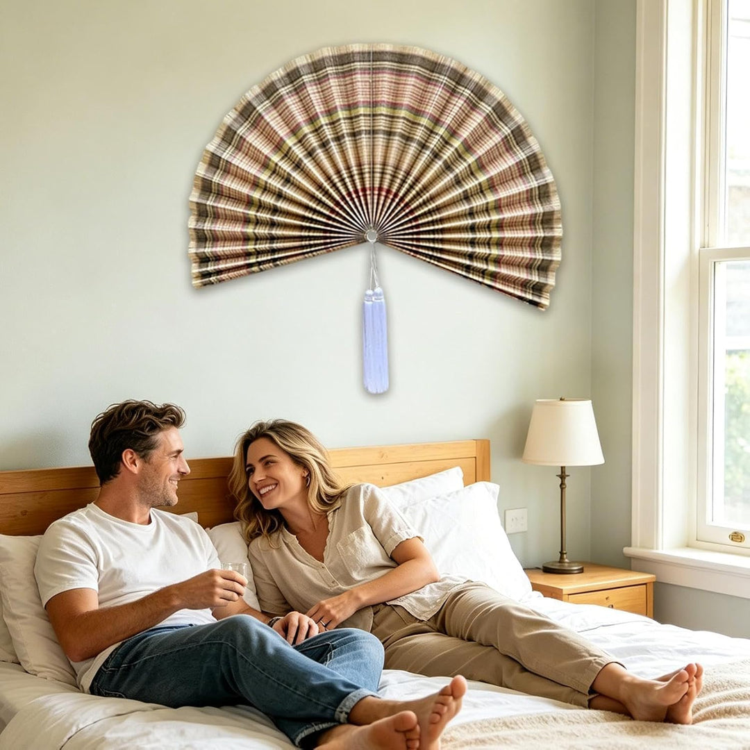 ChumDecor Fächer-Wanddekoration, japanische chinesische Wandfächer-Dekoration, Boho-Kopfteil zum Auf