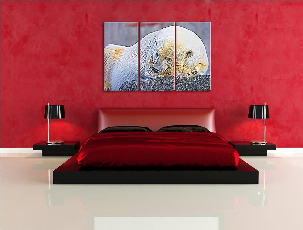 schlafender Eisbär Spezial 3-Teiler Leinwandbild 120x80 Bild auf Leinwand, XXL riesige Bilder fertig