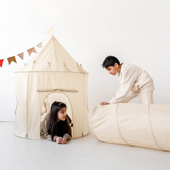 3 Sprouts - Krabbeltunnel für Kinder ab 1 Jahr – Spieltunnel Indoor & Outdoor - Beige, Beige