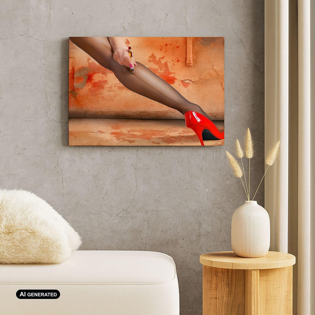ARTTOR Bilder auf Leinwand Bein Strumpf Mode Ferse Leinwandbild 70x50cm Wandbilder Dekoration Wohnzi