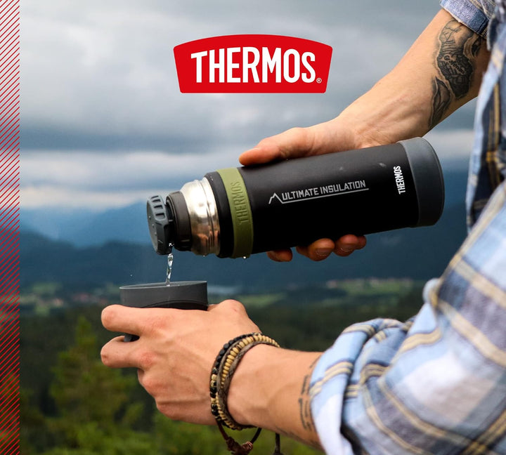 Thermos Mountain Beverage Bottle 0,50l, Black, Thermosflasche Edelstahl mit Trinkbecher, 24 h heiss
