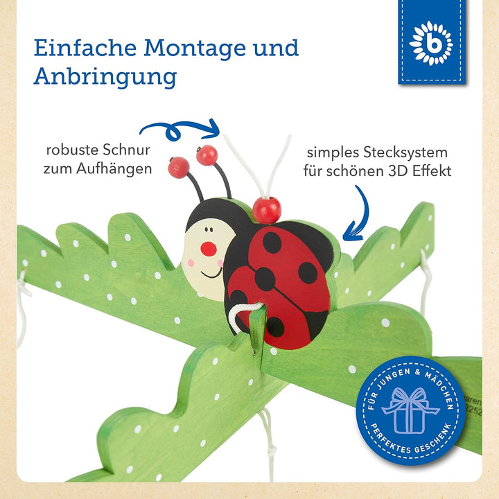Bieco 3D Baby Mobile Ø ca. 26 cm | Edition Käferchen aus Holz | Mobile Baby Mädchen/Mobile Baby Jung