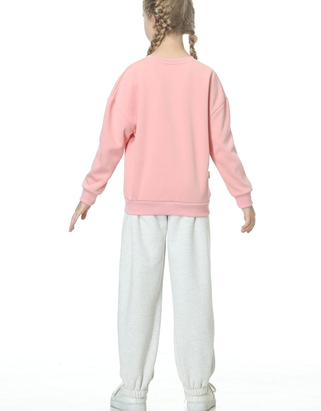 Rolanko Jogging Hose für Mädchen, Baumwoll Fleece Sport Joggers Trainingsanzug mit Mehreren Taschen
