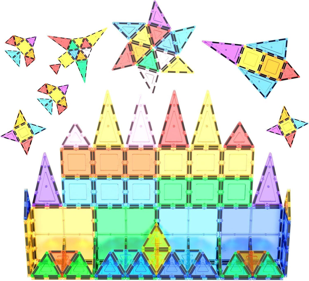 PicassoTiles 61-Piece Magnetic Building Block 61-Piece Set Magnetic Tile Construction Toy Learning K