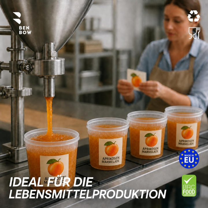 BenBow Eimer mit Deckel 1l Transparent 20x 1 Liter - lebensmittelecht, stabil, luftdicht, auslaufsic