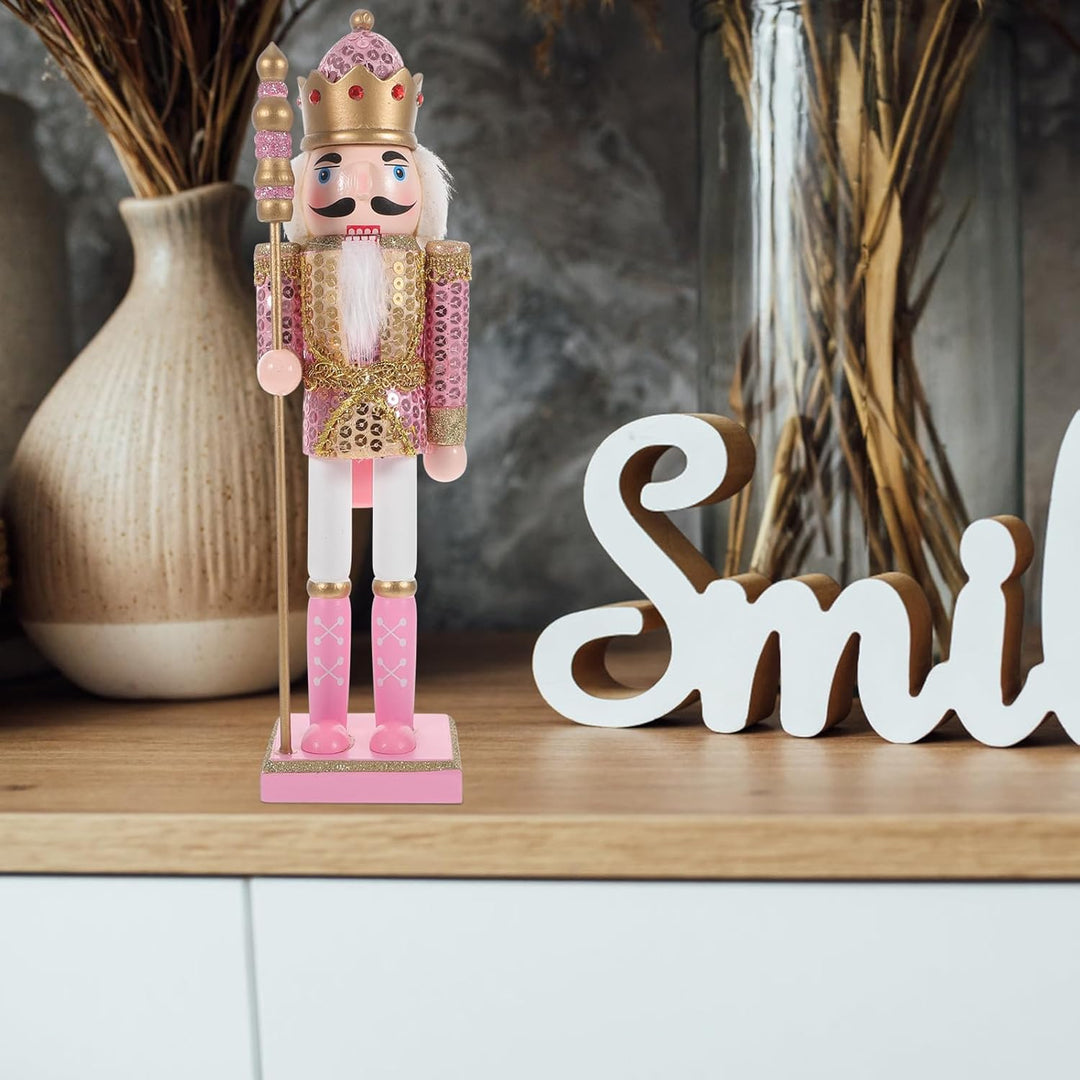 Veemoon Rosa Nussknackerfiguren, Glitzernde Soldatenfiguren, Weihnachtssoldaten-Dekoration für Den S