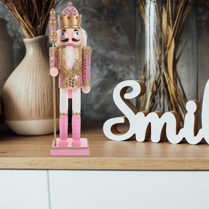 Veemoon Rosa Nussknackerfiguren, Glitzernde Soldatenfiguren, Weihnachtssoldaten-Dekoration für Den S