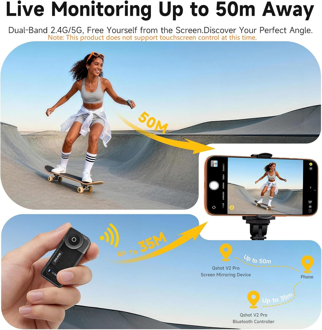 7RYMS Qshot V2 PRO Kabelloser Selfie-Monitor für iPhone 17/16 & Android, Magnetischer Smartphone Rüc