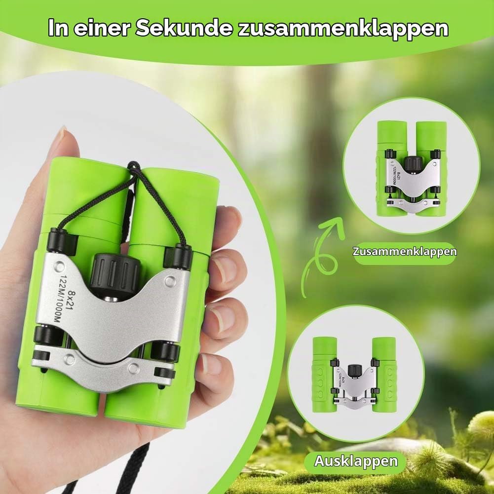 OSDUE Fernglas für Kinder, Fernglas Spielzeug, Starke Vergrösserung 8X21, Stossfestes, Inklusive Lup