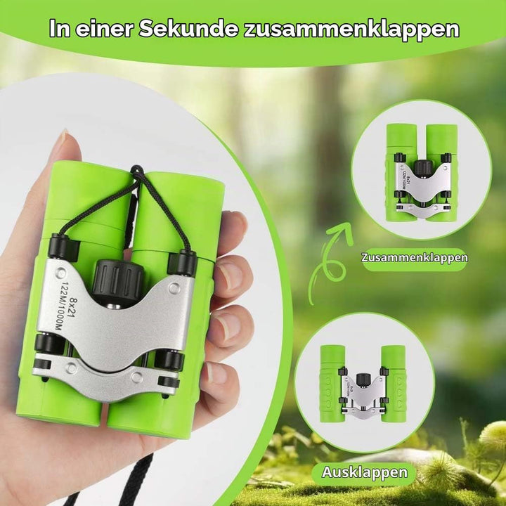 OSDUE Fernglas für Kinder, Fernglas Spielzeug, Starke Vergrösserung 8X21, Stossfestes, Inklusive Lup
