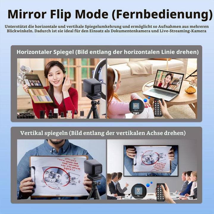 TOALLIN Ultra HD 4K Webcam mit Fernbedienung, Schneller PDAF-Autofokus, Zwei Mikrofone mit Rauschunt