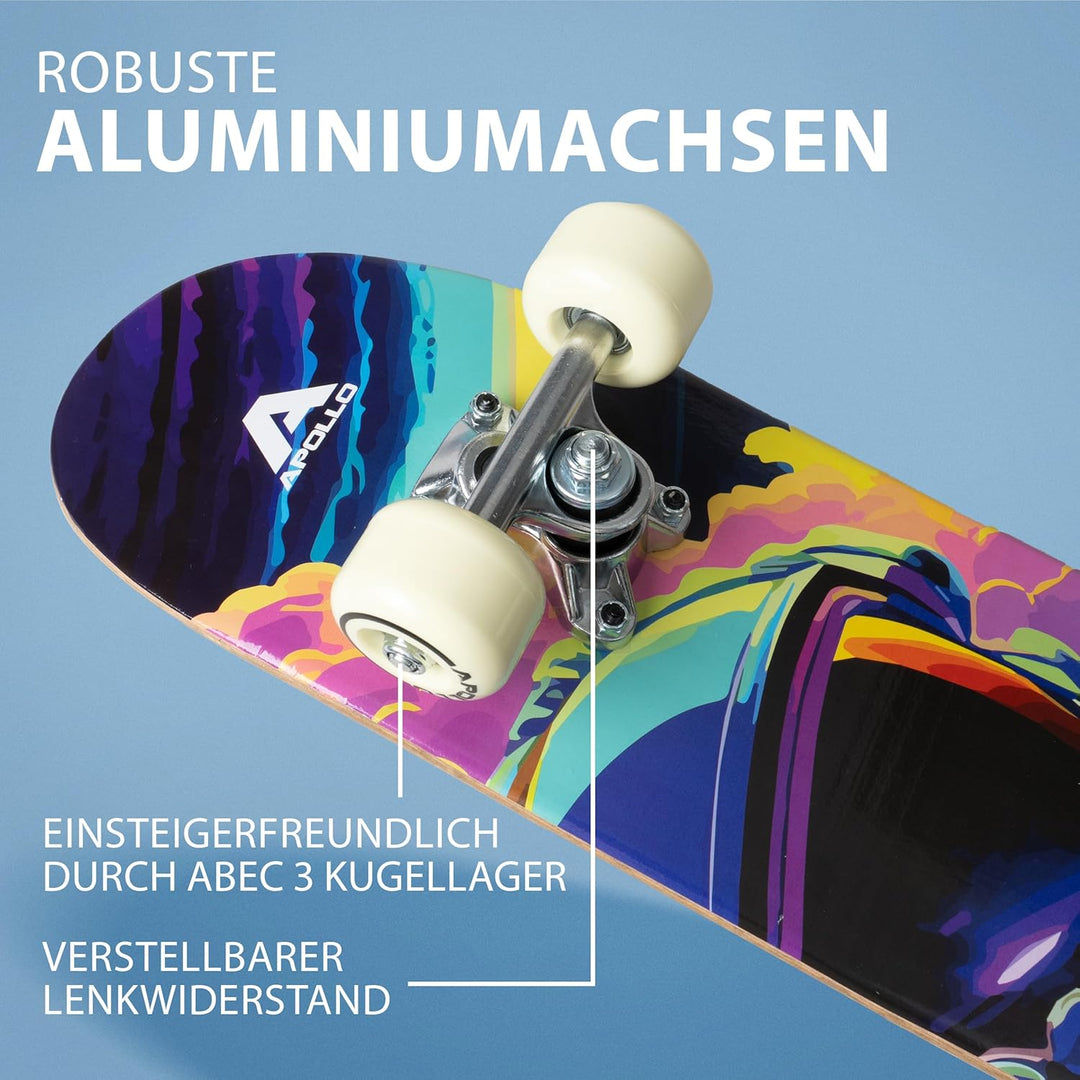 Apollo Kinder Skateboard, kleines Komplett Board mit ABEC 3 Kugellagern und Aluminium Achsen, Coole