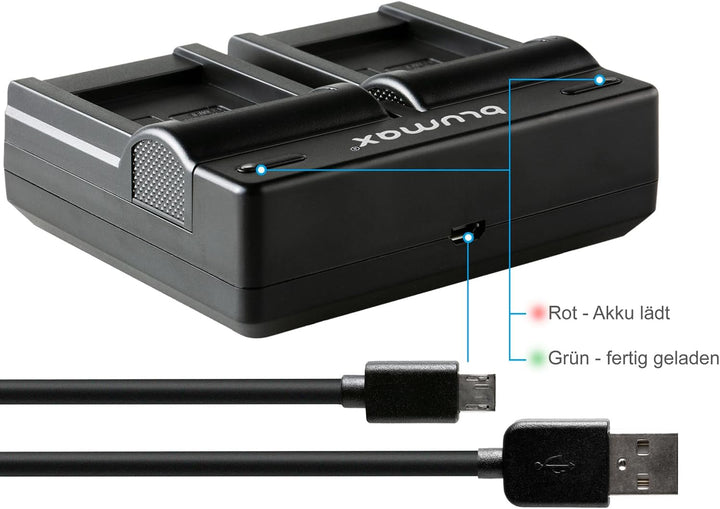Blumax 2X Gold Edition Akku Nikon EN-EL15b 2040mAh + Dual-Ladegerät Micro-USB | kompatibel mit Nikon