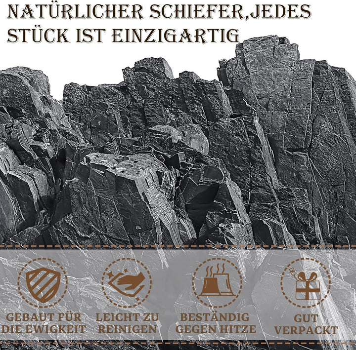 60 Stück Schiefer-Getränkeuntersetzer, GOH DODD 4 Zoll Schwarze Steinuntersetzer Set, Lasergravierte