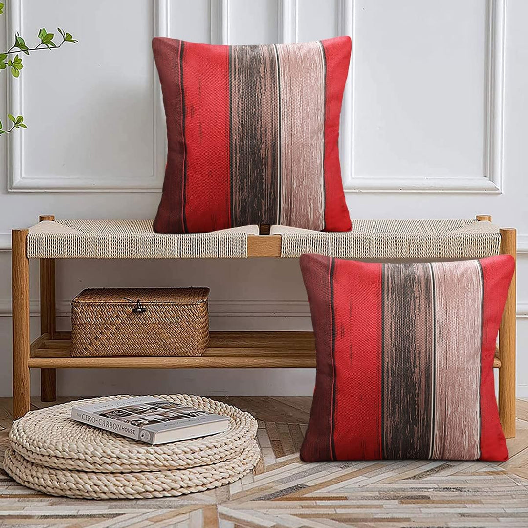 Kissenbezug Rot 40x40 Leinen Kissenbezüge 40x40 2er Set Farbigen Streifen Bauernhaus Rustikale Scheu