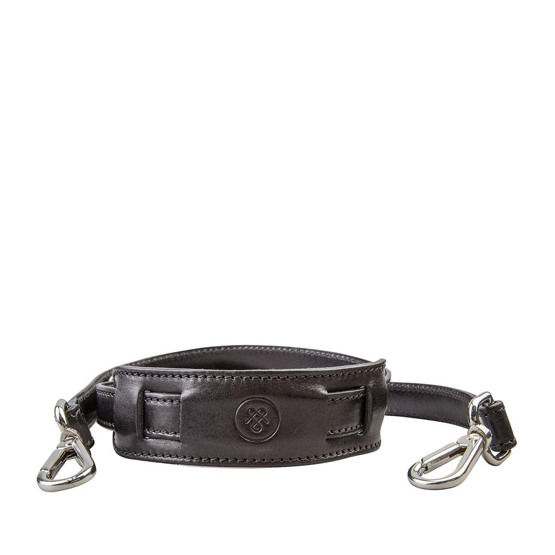 Maxwell Scott Handgefertigter Italienischer Leder Schultergurt in Schwarz, Schwarz