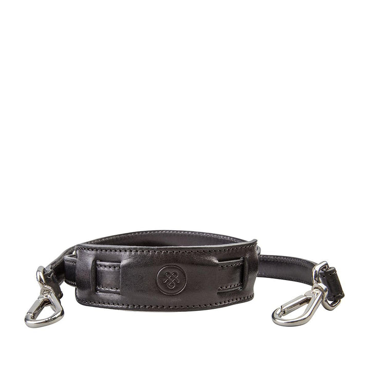 Maxwell Scott Handgefertigter Italienischer Leder Schultergurt in Schwarz, Schwarz