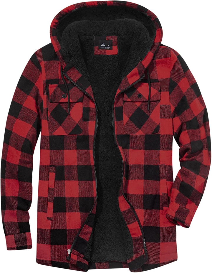 SwissWell Herren Hemdjacke Verdicken Kariertes mit Zipper Flanelljacke Plüschfutter Freizeit Gefütte