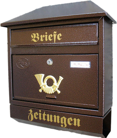 Pachurka & Dąże Grosser Briefkasten/Postkasten XXL Kupfer/Bronce mit Zeitungsrolle Zeitungsfach Schr
