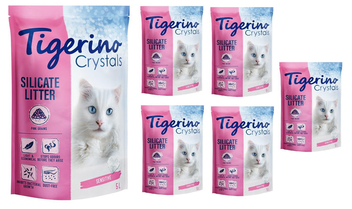 Tigerino Crystals Fun Katzenstreu aus Silikon, feine Körnung, 30 l, antibakteriell, hypoallergen und