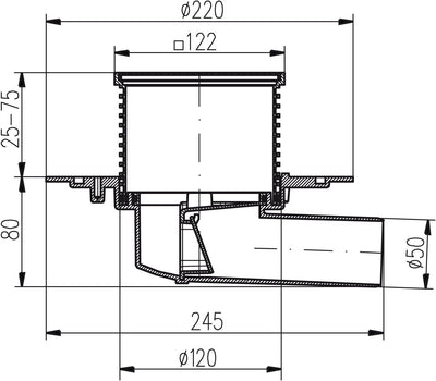 MCH Duschablauf Badablauf Bodenablauf 122x122 mm DN50 (381 B)