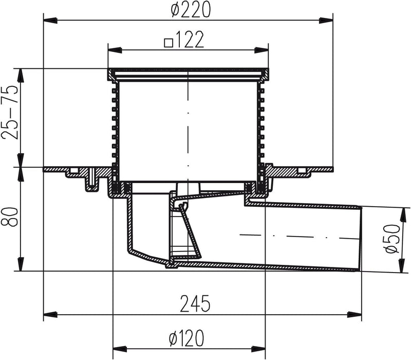 MCH Duschablauf Badablauf Bodenablauf 122x122 mm DN50 (381 B)