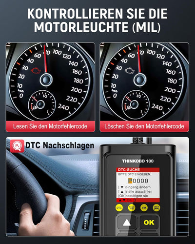 OBD2 Diagnosegerät, Thinkcar THINKOBD 100 Diagnosegerät Auto, Verbesserter Universal USB OBD-ii Diag