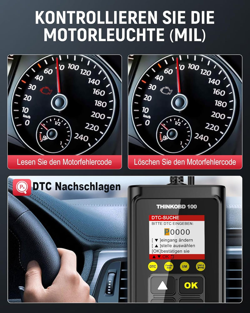 OBD2 Diagnosegerät, Thinkcar THINKOBD 100 Diagnosegerät Auto, Verbesserter Universal USB OBD-ii Diag