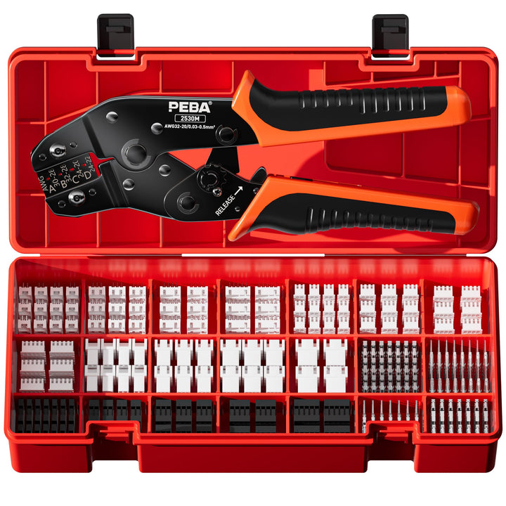 PEBA Crimpzange Stecker Set, Inkl. 21 Stile Dupont 2,54mm/JST-XH 2,5mm Stecker Set, Crimpzangen 0,03