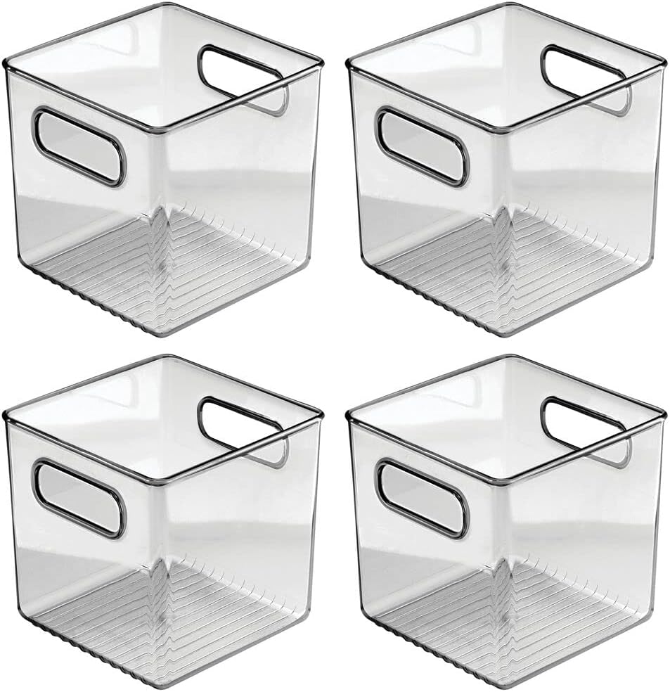 mDesign 4er-Set Aufbewahrungsbox mit Griffen – praktische Kühlschrankbox zur Lebensmittelaufbewahrun