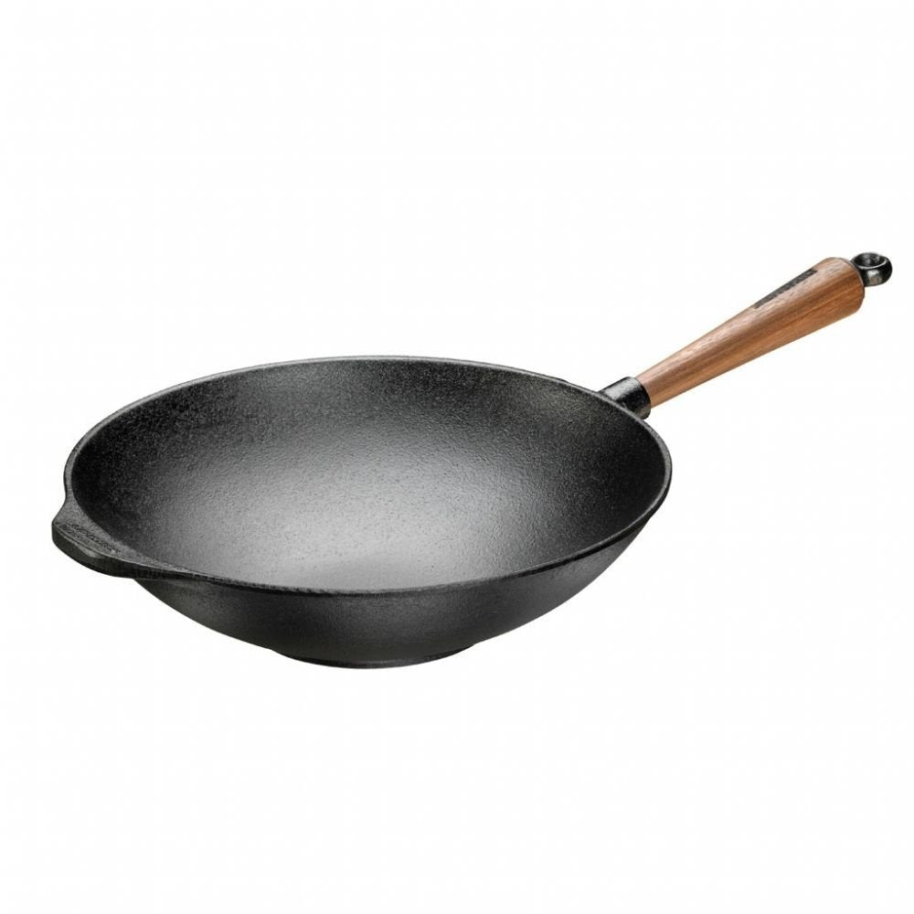 Skeppshult - Wok - Gusseisen - Holzgriff aus Walnuss - einsetzbar auf Allen Herdarten 3,5 l Ø 30 cm