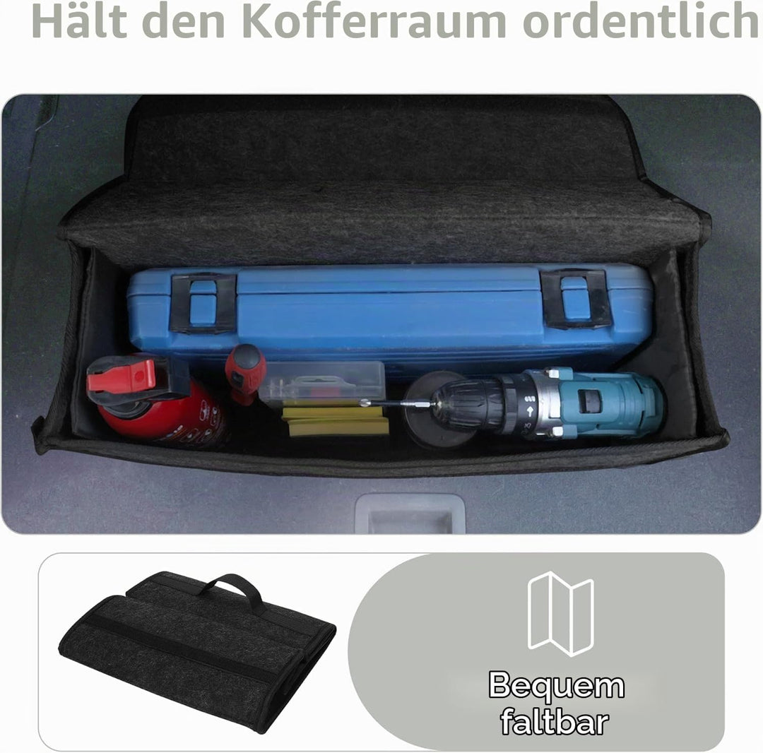 Upgraded Kofferraumtasche Toolbag mit verstärkten Seitenwänden, Nadelfilz Kofferraum-Organizer, Auto