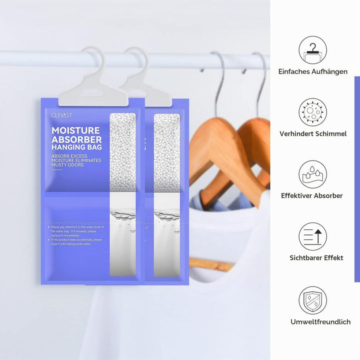 CLEVAST 5 Pack Kleiderschrank Feuchtigkeitsabsorber, Hanging Luftentfeuchter, Feuchtigkeitsentferner