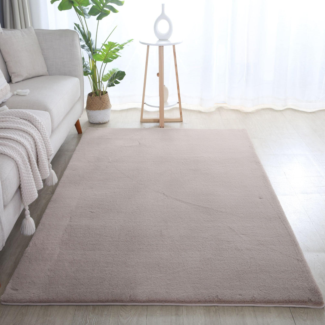 Carpetsale24 Rabbit Hochflor Teppich Läufer 80x150 cm Beige Shaggy Modern Flauschig Weich Fellteppic