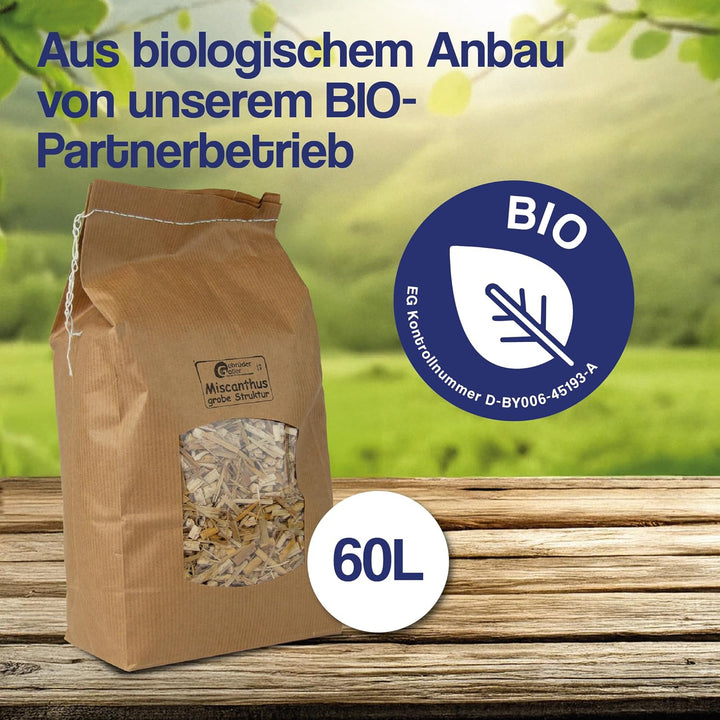 Gebrüder Goller 60L Miscanthus Bio Einstreu grobe Struktur 2-6cm I Kleintiereinstreu I Miscanthus Ei