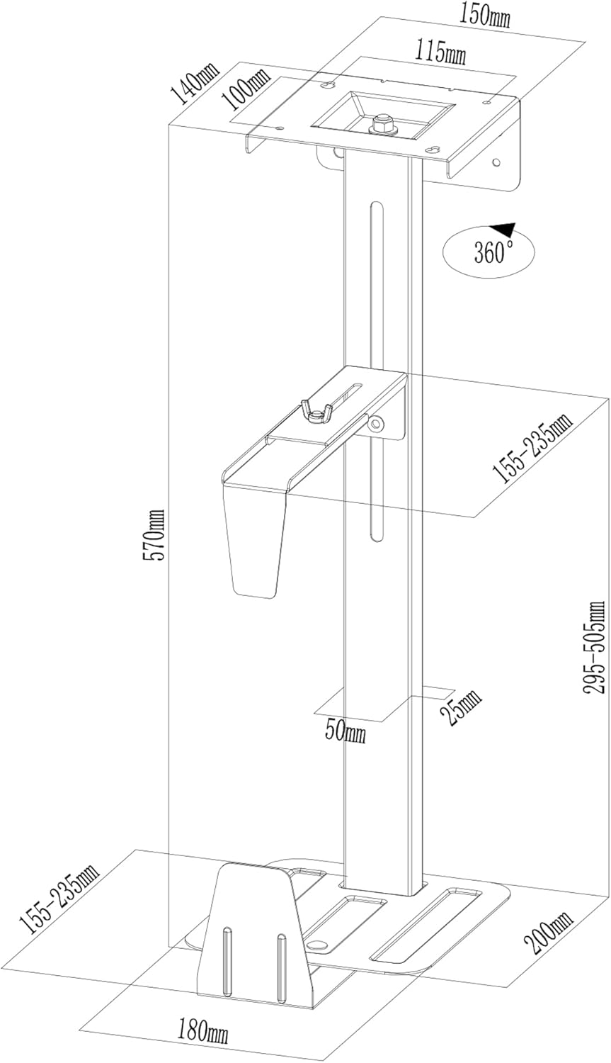 HFTEK Computerhalterung Tischhalterung Rechnerhalter Lift Tischhalter Gehäusehalter Untertisch Halte