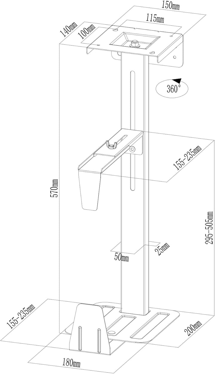HFTEK Computerhalterung Tischhalterung Rechnerhalter Lift Tischhalter Gehäusehalter Untertisch Halte