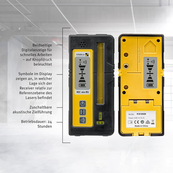 STABILA Empfänger REC 160 RG, Receiver für Rotationslaser, für rote und grüne Laserstrahlen