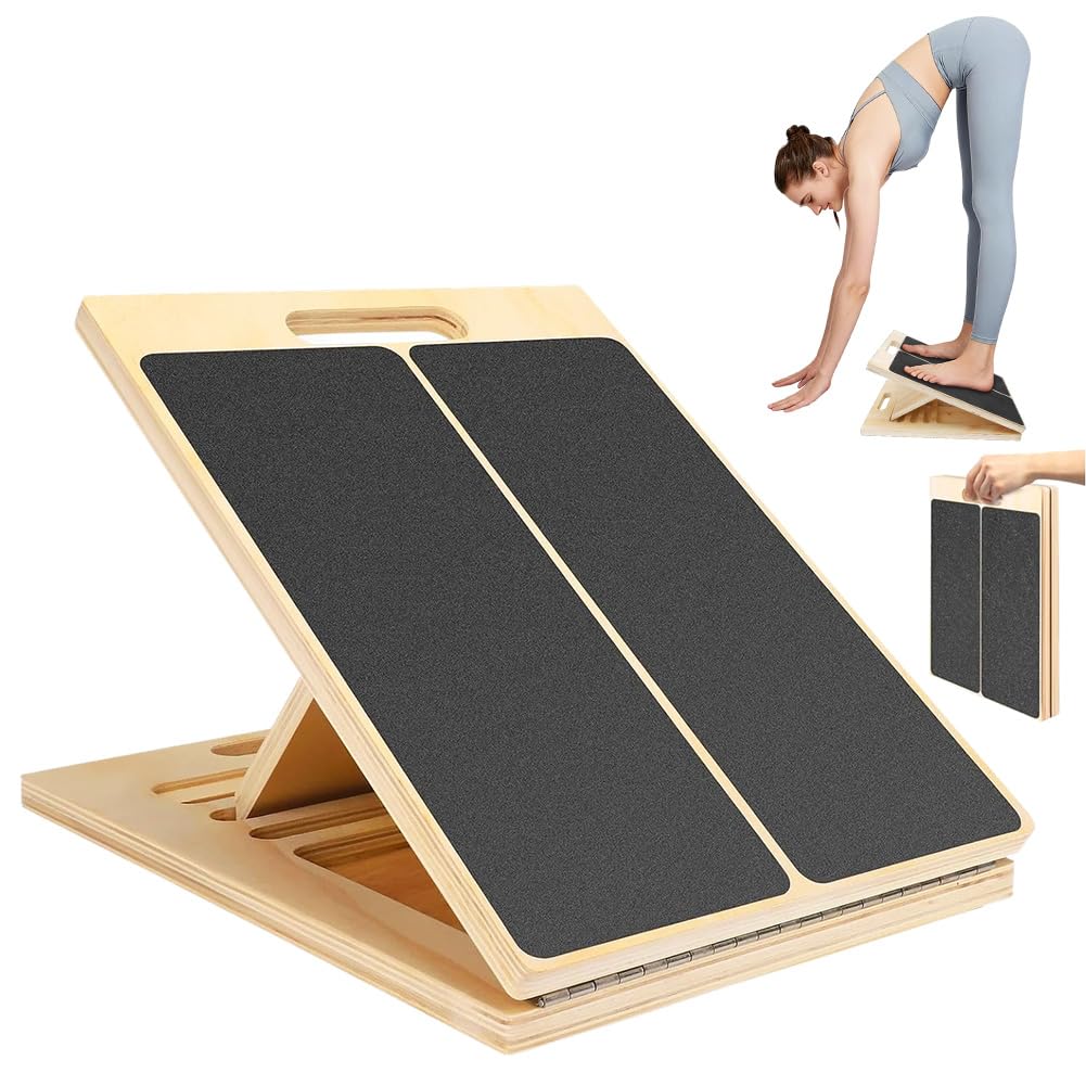 Wadendehner aus Holz, Balance Board aus Holz, Tragbares Schrägbrett, Verstellbar Wadenstrecker mit T