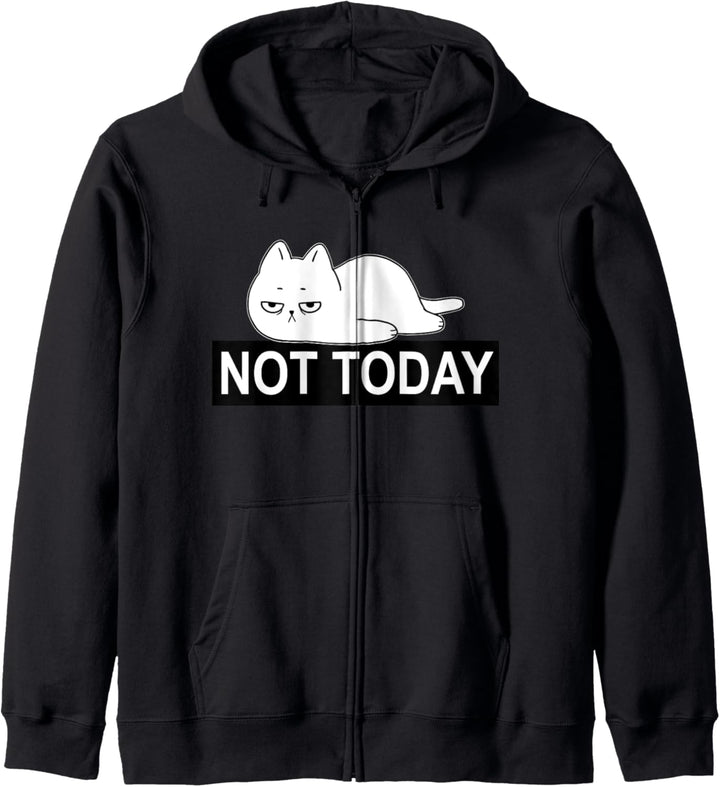 Katze Morgenmuffel Sarkasmus und Ironie Schlaf NOT TODAY Cat Kapuzenjacke