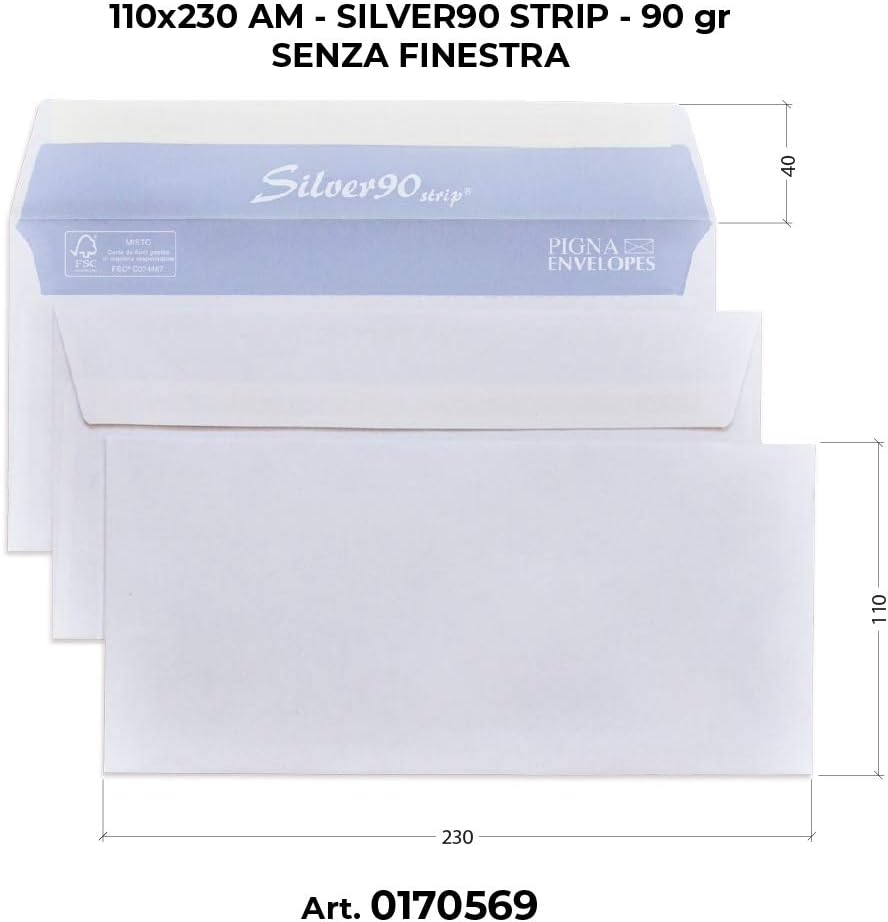 Silver Strip, B0170569, 500 Umschläge, F.To 110 x 230 cm, aus Papier, handverwendbar, Fsc 90 g