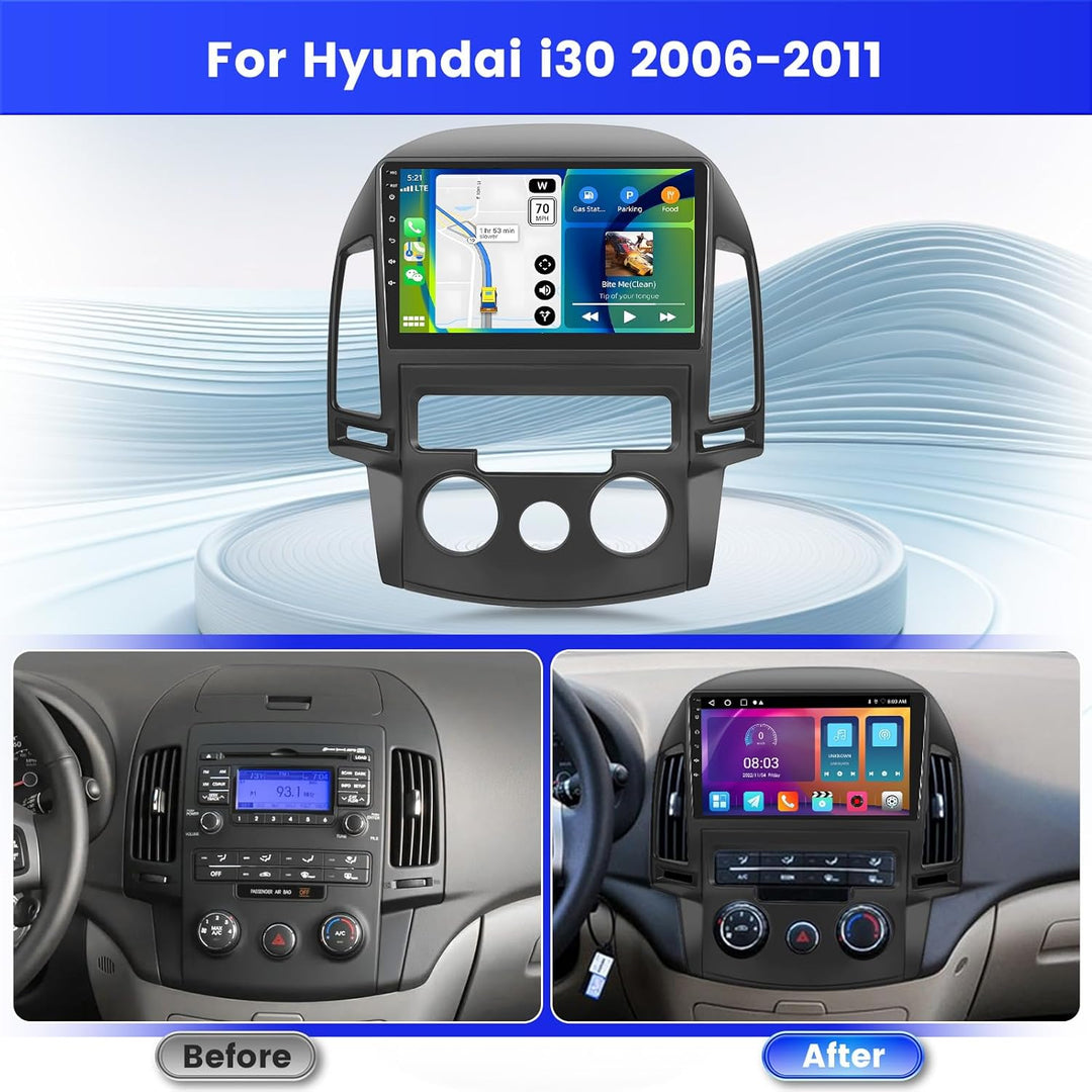 Radio für Hyundai i30 2006-2011 Android 15 2+64G mit Wireless CarPlay Android Auto, 9 Zoll Bildschir