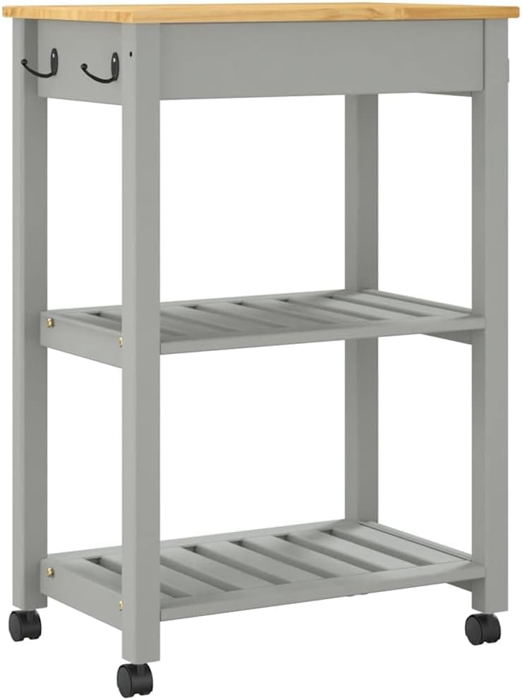 vidaXL Küchenwagen, Servierwagen mit viel Stauraum, Beistellwagen für Küche Wohnzimmer Badezimmer, T