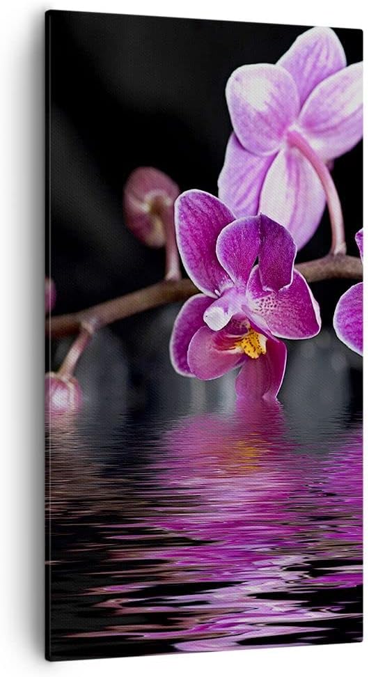 Bilder auf Leinwand 55x100cm Leinwandbild mit Rahmen Asien exotisch orchidee blume Gross Wanddeko Bi