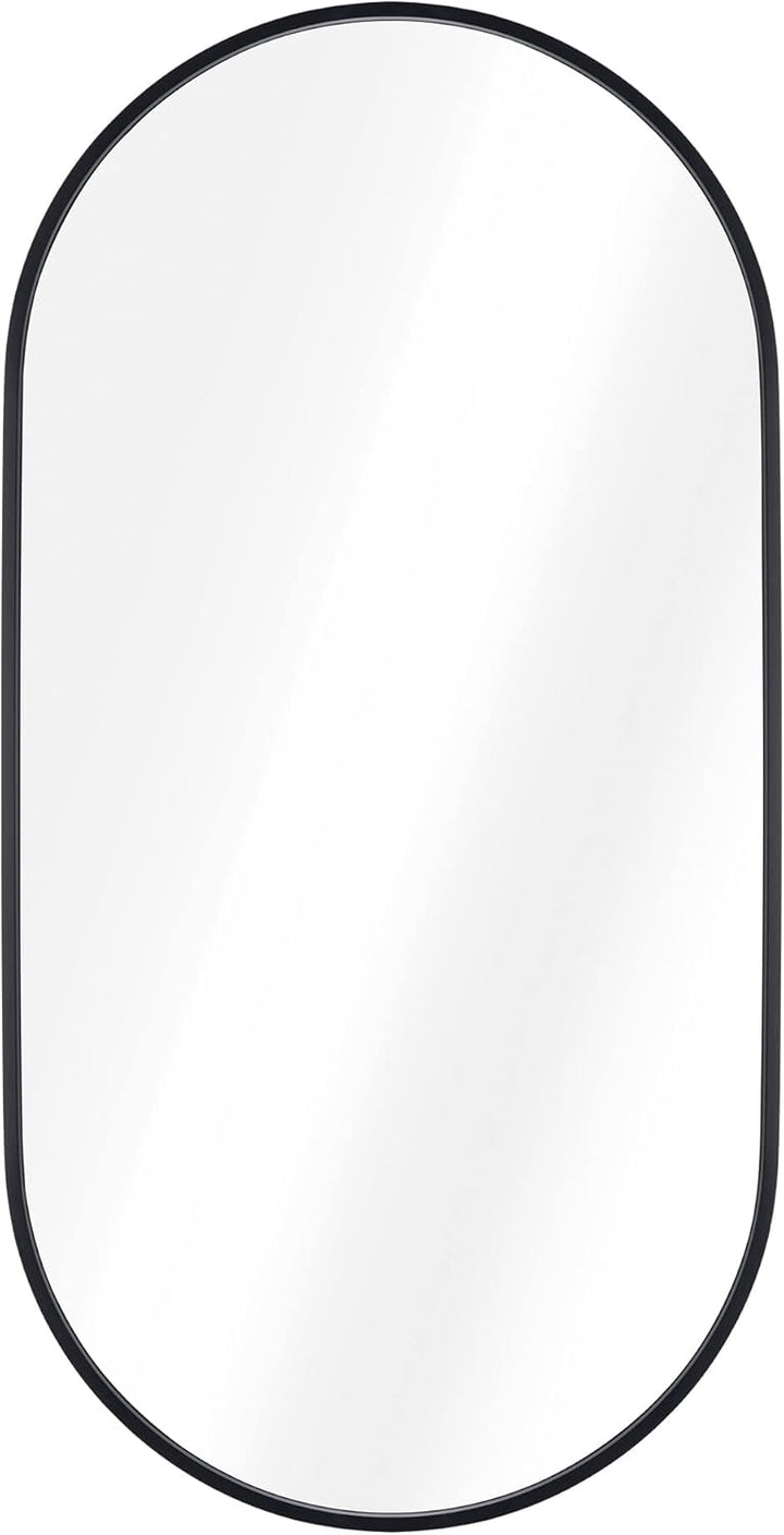 Navaris Ovaler Wandspiegel – 74,9 x 38,1 cm – Schiefer, rostfreier Aluminiumrahmen – Spiegel für Bad