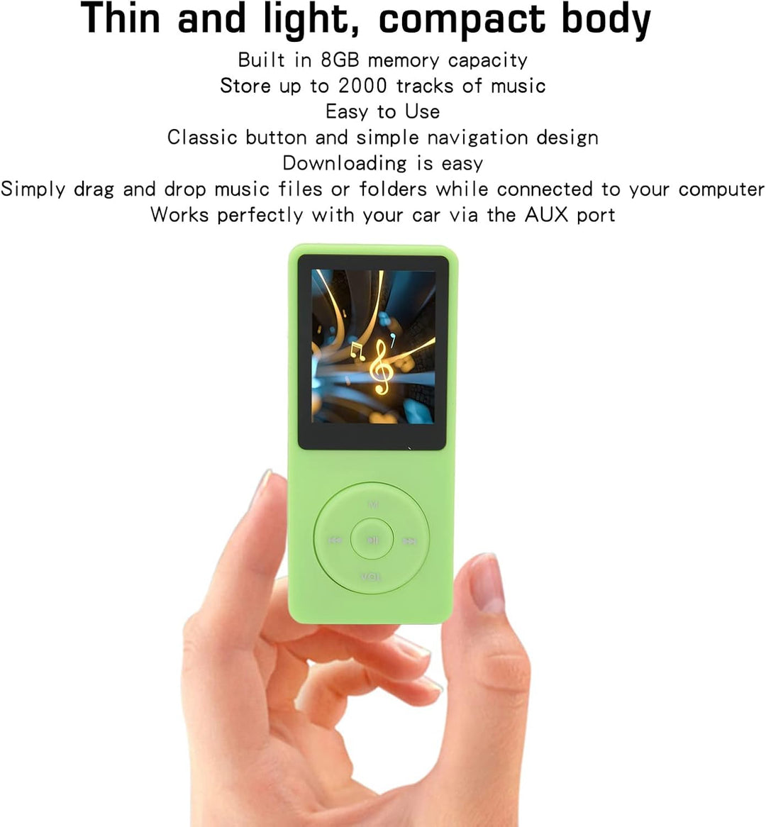 8 GB MP3 MP4 Player, Tragbarer Musik Player mit 1,8 Zoll TFT HD Bildschirm, Sportmusik Player mit Ko
