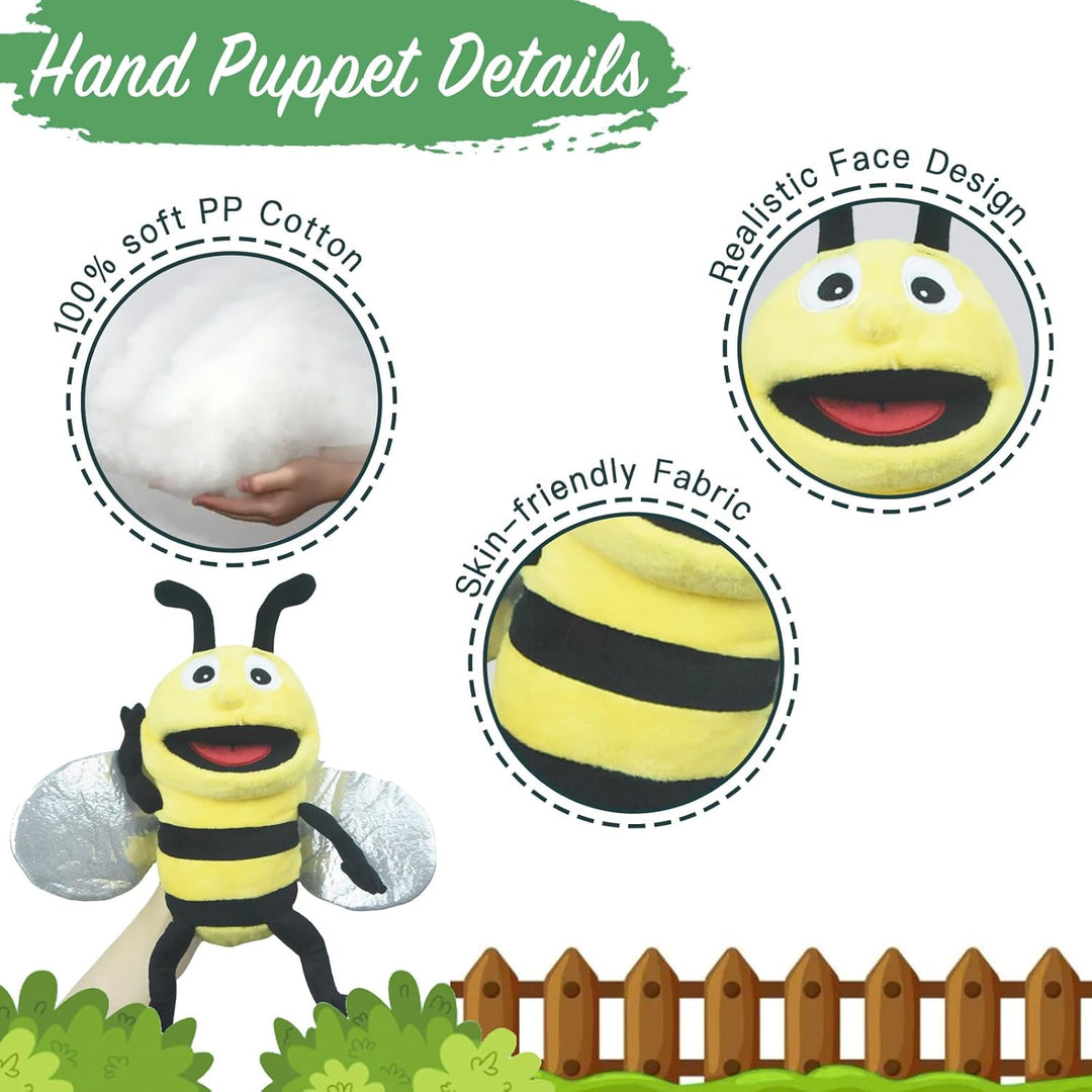 lilizzhoumax Handpuppe Biene Kuscheltier Tier Biene Handpuppe aus Plüsch Kawaii Niedliches Rollenspi