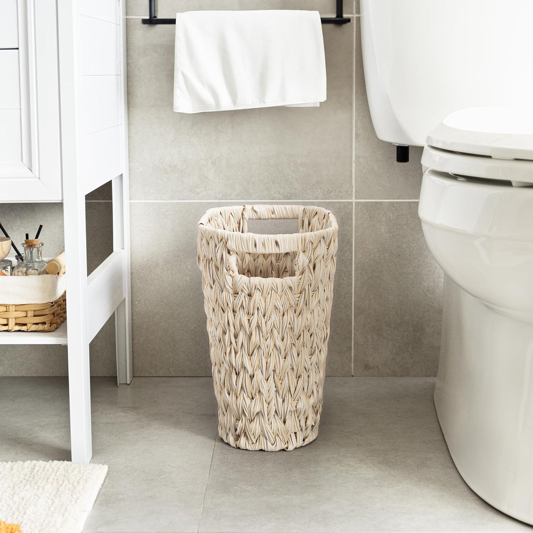 GRANNY SAYS Wicker Papierkorb, Geflochtener Mülleimer, Wasserdichter Abfalleimer mit Griffen, Gefloc