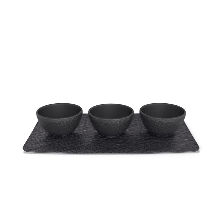 Villeroy & Boch – Manufacture Rock Dipschälchen Set 4 Teilig Schwarz Matt, Spülmaschinenfest, Mikrow